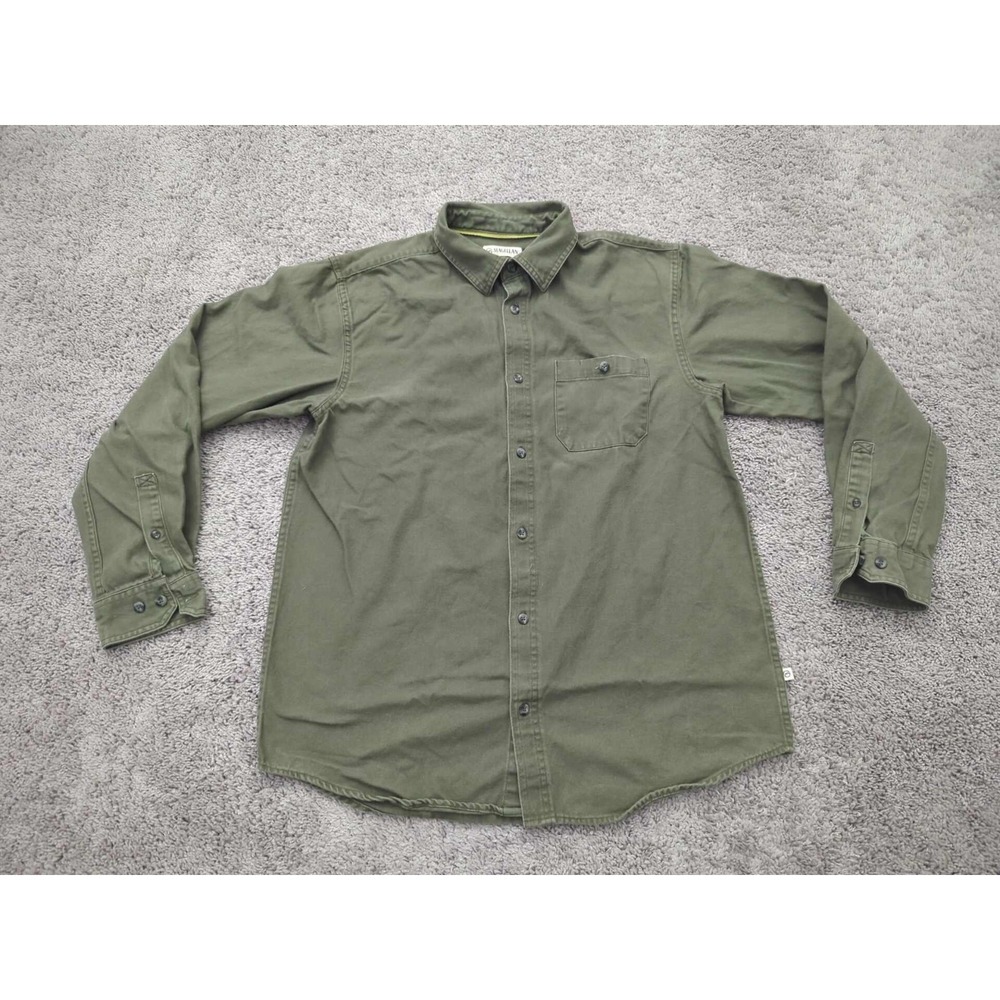 Magellan Outdoors Button Up Shirt Mens M Green Mag Flex Loose Fit Adventure Gear